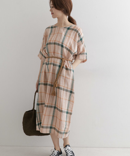 リネンチェックワンピース Dr95 26r502 Urban Research Outlet