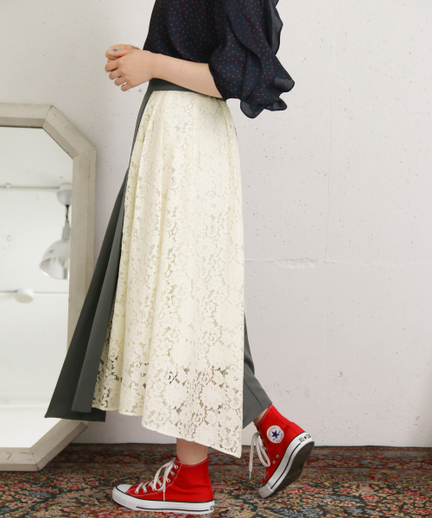 Kbf レースドッキングフレアスカート Kp86 25t009 Urban Research Outlet